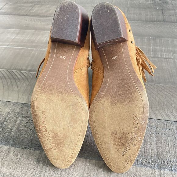 Sam Edelman Womens Sz 6.5 Suede Rudie Studded Fringe Tassel Western Ankle Bootie - Picture 8 of 11